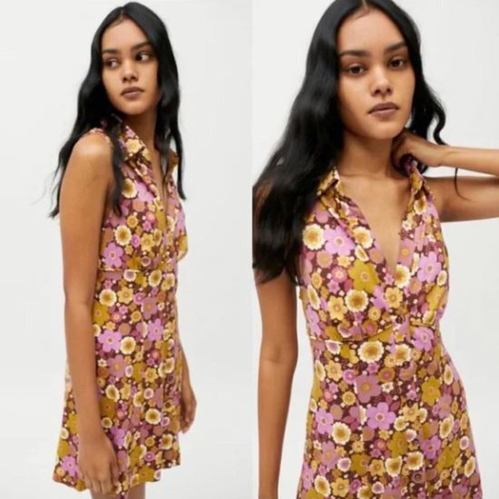 Urban Outfitters Tia Retro Floral Print Mini Dress Size S